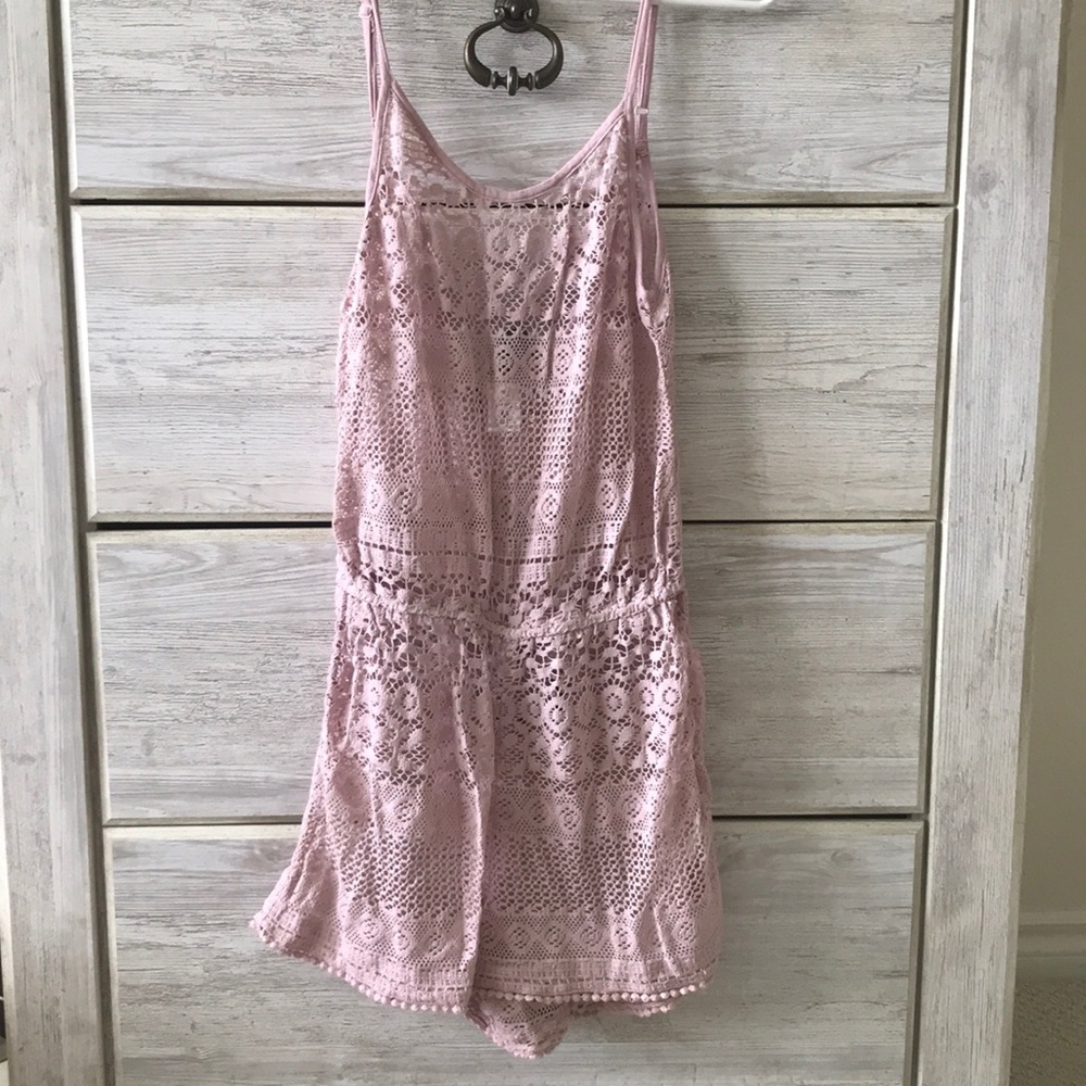 Pink lace romper